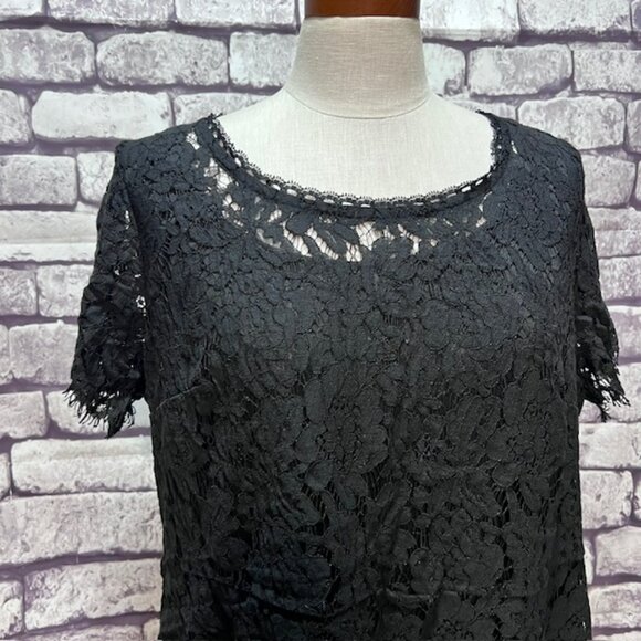 Isaac Mizrahi Black Lace Top Size 1X - Picture 2 of 10